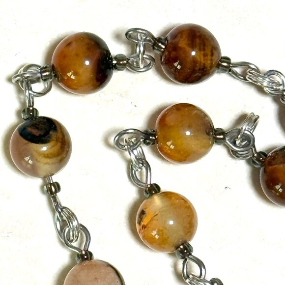 Genuine Earthy Carnelian Agate Short Necklace, Gemstone & Cat Person Paw Print - Picture 9 of 15